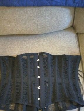 Orchard Corset Black Mesh Waist Cincher Metal Bone Corset